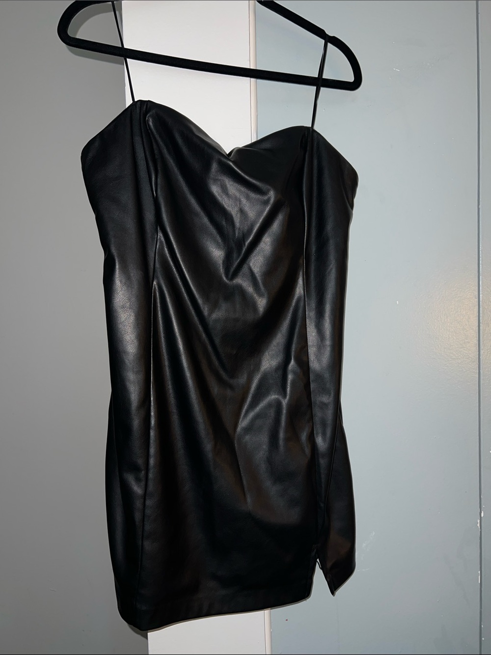 Garage Black Faux Leather Mini Dress